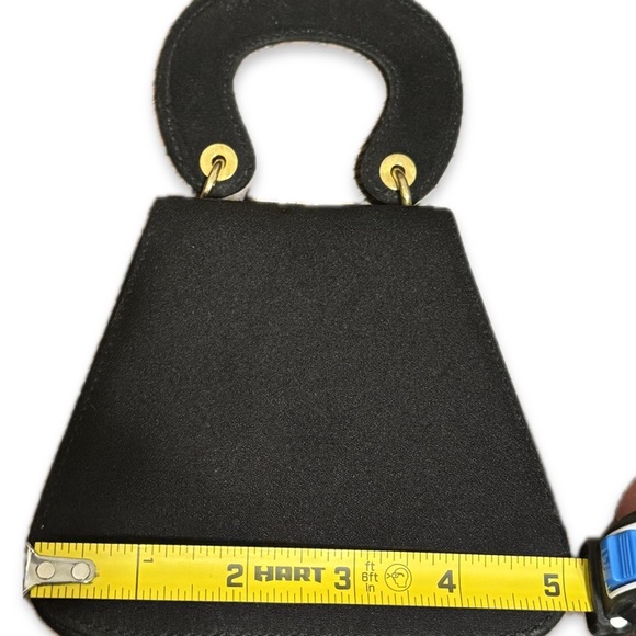 Vintage Stuart Weitzman Mini Evening Bag in Black Satin with Gold Hardware GUC - Picture 4 of 5